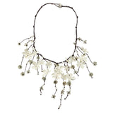Popxstar Multi-layered Waterfall Shaped White Flowers Necklace for Women Boho Handmade Chains Tassels Necklaces Jewelry Accessories