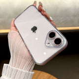 Popxstar  Fashion Tempered Glass Transparent Back Cover for iPhone 16 15 14 13 12 11 Pro Max 14/15/16 Plus Sparkling Powder Soft Edge Case