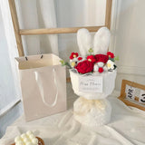 Popxstar  1PC Cotton Rope Artificial Roses Bouquet Handmade Rabbit Ear Knitted Plush Flower Bundle Valentine Mothers' Day Birthday Gifts