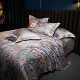 Popxstar  Premium 1000TC Egyptian Cotton Luxury Bedding Set Boho Style Digital Printing Duvet Cover Flat/Fitted Bed Sheet Pillowcases 4Pcs