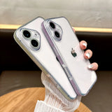 Popxstar  Fashion Tempered Glass Transparent Back Cover for iPhone 16 15 14 13 12 11 Pro Max 14/15/16 Plus Sparkling Powder Soft Edge Case