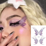 Popxstar Fairy Butterfly Wings Shiny Tattoo Sticker Waterproof Eyes Face Hand Body Art Fake Tattoos Women Makeup Dance Music Festival