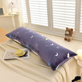 Popxstar  Winter new milk fleece printed long throw pillow couple household double long pillow waist pillow