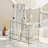 Popxstar  Minimalist Stainless Steel Toothbrush Holder Toothbrush Toothpaste Mouthwash Cup Home Tabletop Storage Rack Bathroom Accessories