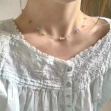 Popxstar Women's Bohemian Necklace Colorful Beads Korean Fashion Fresh Summer Simple Pendant Necklace Fashion Jewelry