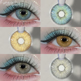 Popxstar  1 pair Blue Colored Contact Lenses for Eyes Natural Gray Pupils Fashion Cosmetics Colored Soft Contact Lens Makeup Lens