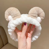 Popxstar Woman Soft Lovely Sheep Horn Wash Face Hairband Ladies Ponytail Holders Headband Bezel Hair Accessries Ornaments Turban