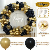 Popxstar 140 Pieces of Black and Gold Balloon Wreath Arch Set. Black and Gold. Colorful Confetti Latex Balloon Anniversary Party Decorati