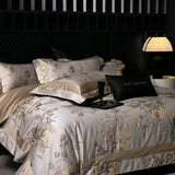Popxstar  Premium 1000TC Egyptian Cotton Yarn-dyed Jacquard Luxury Bedding Set Duvet Cover Flat/Fitted Bed Sheet Pillowcases 4Pcs