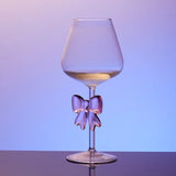 Popxstar Pink Bow Glass Decor Glass Cup Goblet Bow Handle Glasses Heat-resistant High Borosilicate Dessert Ice Cream Bowl Festival Gifts