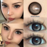 Popxstar 1 Pair(2pcs) Blue Contact Lenses Myopia Pupils With Diopters Fashion Lenses for Eyes Color Lenses Prescription Lenses