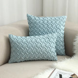 Fashion Car Backrest Cushion Cover Soft Faux Suede Home Decorative Navy Blue Pillow Cover Woven Pattern Green 45x45cm/30x50cm