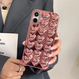 Popxstar  Plating Rose Gold 3D Love Heart Glossy Back Cover Case For iPhone 17 Pro Max Air 15 14 13 12 11 16 Plus Soft TPU Shell