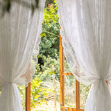 Popxstar room inspo ideas Pastoral White Tulle Sheer Window Curtains French Lace Curtain Voile Fabric Drapes Door Curtain Breathable Bedroom Home Decor