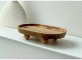Popxstar Retro Japanese Solid Wood Tray Earring Jewelry Plate Perfume Shelf Cosmetics Storage Entrance Key Storage Tray Home Decorations