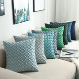 Fashion Car Backrest Cushion Cover Soft Faux Suede Home Decorative Navy Blue Pillow Cover Woven Pattern Green 45x45cm/30x50cm