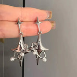 Popxstar New Sweet Cool Wind Love Tassel Star Earrings Women Design Senior Sense of Fashion Personality Earring Party Jewelry Gifts