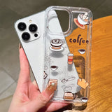 Fashion Style Coffee Time Clear Silicone Case For iPhone 16 15 14 13 12 11 Pro Max XS X XR 7 8 Plus SE Shockproof Soft Cover