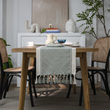 Popxstar  Table Runner Nordic Jacquard Geometric Table Flag Tassel Fashion Tea Flag Dining Flag Long Polyester Cotton Tablecloth