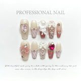Popxstar 10Pcs Set Blue Handmade Press On Nails Snowflakes Ballet with Rhinestones False Nails Decoration Manicure Fake Nails Tips Art