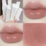 Popxstar Red Lip Tint Black White Tube Lipstick Light Watery Lip Glaze Soft Mist Lip Gloss Moisture Lipstick 1pcs Mirror Watery