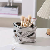 Popxstar  Ceramic Makeup Brush Organizer Vanity Wavy Desktop Storage Container Minimalist Aesthetic Office & Makeup Dual-Use Storage Jars