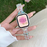 popxstar Laser Transparent Acrylic Strap for Apple Watch Band 42mm 46 41 38 45 44 49 40mm Women Bracelet for iWatch Series 10 9 8 7 6 5