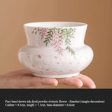 Popxstar  Hand Drawn Wisteria Flower Tea Washing Large Ceramic Tea Set Accessories Desktop Tea Residue Jar