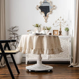 Popxstar Ruffle Round Tablecloth Cotton Flounces Trim Washable Table Cover for Holiday Dinner Party Banquet Kitchen Wedding Decoration