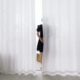 Popxstar White Stripe Embroidery Curtains Modern Polyester Bedroom Bay Window Sheer Tulle Curtain For Living Room Transparent Voile Drape