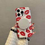 Red Lip Print For Magsafe Magnetic Wireless Charing Case For iPhone 16 Pro Max 17 Air 15 13 14 16 Plus IMD TPU Back Cover
