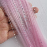 Popxstar Unicorn Clip in Colored Hair Extensions Mixed Silver Tinsels Synthetic Rainbow Hair Holiday Party Highlights for Women Girls
