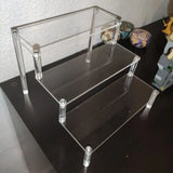 Popxstar  Acrylic Display Stand Pottery Storage Rack Doll Clay Figurine Display Stand Transparent Ladder Makeup Organization Shelf