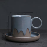 Creative Retro Coarse Ceramic Flow Glazed Coffee Cup Plate Set Latte Cup Home Makeup Cup
