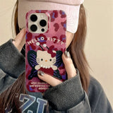 Popxstar  Y2k Sanrios Leopard Hellokitty Phone Case For iPhone 13 11 12 16 15 14 17 Pro Max XS MAX X XR Plus 8 7 MINI Y2K Shockproof Cover