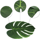 Popxstar 12Pcs Artificial Tropical Palm Leaves Fake Plants Green Silk Turtle Leaf For Hawaii Luau Jungle Party Beach Wedding Home Decor