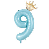 Popxstar  40inch Pastel Light Blue Pink Foil Number Balloon With Crown 1 2 3 4 5 6 Boy Girl Birthday Party Baby Shower Wedding Decoration