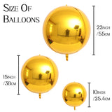 Popxstar 3pcs 4D Round Balloons Metallic Rose Gold Silver Foil Balloons Party Decorations for Birthday Wedding Gender Reveal Photo Props