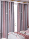 Popxstar Blackout Kids Curtains for Bedroom Thermal Insulated Silver Twinkle Star Curtains for Boys Antique Grommet Top Window Treatment