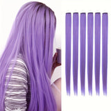Popxstar 6pcs/pack Clip in Hair Extensions Colored Party Highlights for Girls 22 inches Multi-colors Straight Hair Synthetic Hairpieces