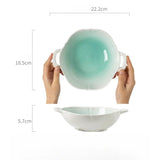 Korean Gradual Change Double Ear Bowl Anti Scalding Ceramic Household Salad Bowl Noodles in Soup Bowl