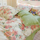 Comforter Botanical Flowers Garden Ultra Soft & Breathable 100%Nature Cotton Bedding Sets With Flat/Fitted Sheet 2 Pillowcases