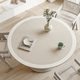 Popxstar Minimalist Round Dining Table Mat with Lines Stripes Desktop Protective Mat Waterproof Oil-proof PVC Table Mat Anti-scratch Mats
