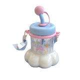 1L Cute Plastic Straw Water Bottle For Girls Creative Cat Claws Large Capacity Tabletop Sippy Cup  Portable Student Drinking Cup