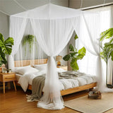 Summer Four Door Quadrate Curtain Without Bracket for Home Outdoor Bed Canopy Easy Installation