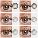 Popxstar 1 Pair 14mm Colored Contact Lenses For Eyes Fashion Natural Brown Lenses Small Beautiful Pupil with Myopia Degree Yearly Use