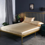 Popxstar Luxury Mulberry Silk Fitted Bed Sheet Set Queen High-end Stain Soft Silk Bedsheet Set with Elastic Band King Szie Mattress Cover