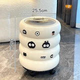 Popxstar  12L Doughnut Shape Wastebasket with Lid Wheel Recycle Bin Bedroom Living Room Kitchen Garbage Cube Cream Wind Cute Trash Can
