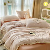 Popxstar INS Girls Cherry Soft Bedding Set Washed Cotton Bed Sheet Queen King Size Duvet Set Flower Comforter Set Pillowcase Bed Linens