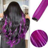 Popxstar 6pcs/pack Colored Party Highlights Clip in Hair Extensions for Girls 22 inches Multi-colors Straight Hair Synthetic Hairpieces